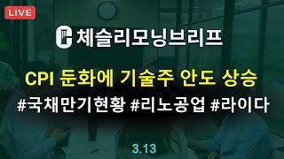 [체슬리모닝브리프] CPI 둔화. 기술주 반등. 미국채 만기현황. 리노공업 실적. 대만 테크 동향 [25/03/13]