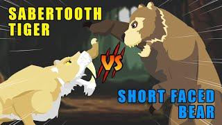 Smilodon vs Arctodus | Sabertooth Tiger vs Ice Age Animals Level Challenge [S1] | Animal Animation