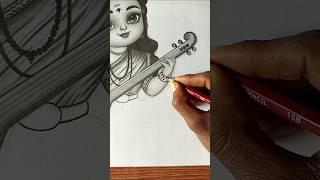 Saraswati devi pencil drawing #viral #trending #saraswatipuja #pencil #drawing