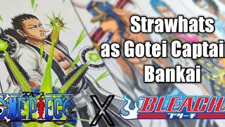 Drawing Strawhat Pirates as Gotei 13 captains [BANKAI RELEASE] Part 1 | ONEPIECE X BLEACH Cross over