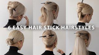 6 Easy Hair Stick Hairstyles ️ for Medium & Long Hair, Updos, Buns, & Half-Up Hairstyles