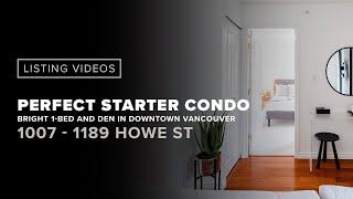 BRIGHT ONE-BEDROOM AND DEN IN DOWNTOWN VANCOUVER SOLD! 1007 - 1189 HOWE STREET | $499,000