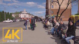 4K Walking Tour around Rivne, Ukraine - City Life Video with City Sounds