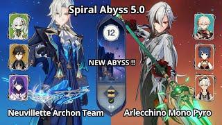 NEW ABYSS !! C0 Arlecchino & C0 Neuvillette Archon Team - Spiral Abyss 5.0 Floor 12 Genshin Impact