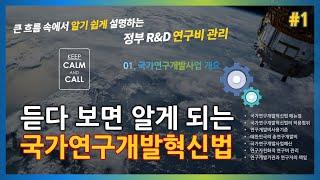 듣다 보면 알게 되는 국가연구개발혁신법  I   큰 흐름 속에서 알기 쉽게 설명하는 정부 R&D 연구비 관리  I  01. 국가연구개발사업의 개요