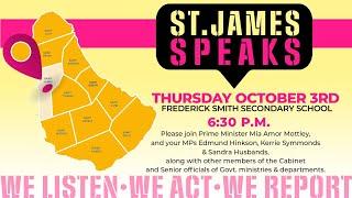 Parish Speaks in St. James at Frederick Smith Secondary School (Oct. 3, 2024 starting at 6:30 p.m.)