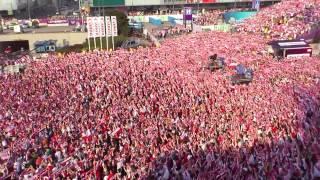 Polish national anthem. Warsaw fan zone. June 8th