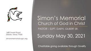 Simon's Memorial COGIC Sunday Service Live Stream 5/30/2021