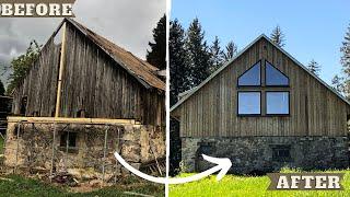 100 years old FRENCH BARN RENOVATION (2 years in 4 minutes)