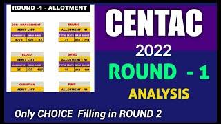 CENTAC 2022 - Round 1 ALLOTMENT - Analysis| Merit List - Review| More Seats for General Management