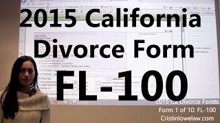 Filing California Divorce Forms: Form 1 of 10 the FL-100