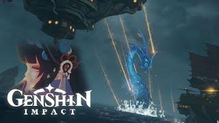 Everyone vs The Avenger of the Vortex Beisht - Archon Quest Cutscene from Genshin Impact 2.4