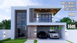 House Design | Modern House 2 Storey  | 9m x 16m | 5 Bedrooms