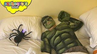 Toddler pranks HULK with giant spider! - Prank war with Skyheart's toys for kids avengers