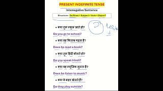 Present Indefinite Tense Interrogative sentences with example | English Grammar Ranka English part-1