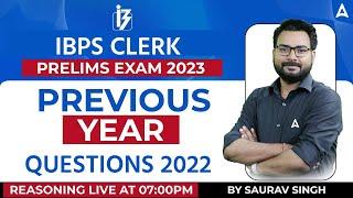 IBPS Clerk 2023 | IBPS Clerk Reasoning Previous Year Question Paper 2022 | By Saurav Singh