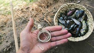 Primitive Technology: Making primitive Fishing rod | Fishing hooks | Catch fish with primitive tools