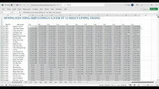 Hướng dẫn công thức Excel tổng hợp lương cả năm từ 12 sheet lương tháng