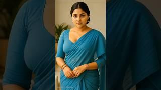 Graceful AI Woman in Sky Blue Saree | AI Digital Beauty #Shorts