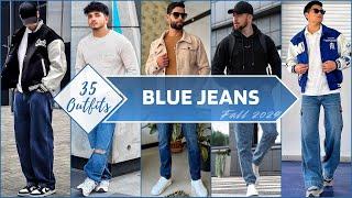 35 Ways to Style Blue Jeans In Fall 2024 | Men's Fashion