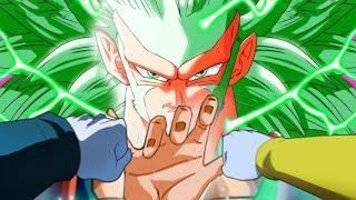 Goku reveals a power that suppressed inside him for years and defeats the kings with one finger.