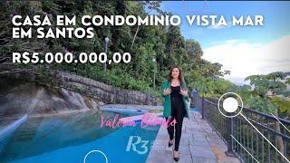 TOUR CASA VISTA MAR EM CONDOMÍNIO EM SANTOS || PISCINA E MUITA NATUREZA || R$5.000.000,00