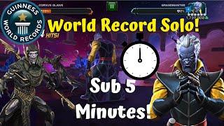 World Record Grandmaster Solo! Insane Sub 5 Minutes! Corvus Glaive?! - Marvel Contest of Champions