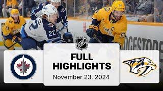 NHL Highlights | Jets vs. Predators | November 23, 2024