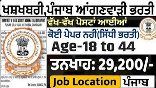 Punjab Anganwadi Bharti 2025|Punjab Anganwadi Recruitment 2025|Punjab Govt Jobs March 2025