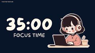 Pomodoro Timer - 35x3 | Cozy Fireplace + Brown Noise 🪔₊° | ADHD Study