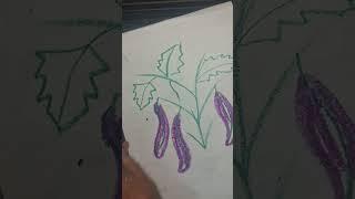 How to draw Brinjel tree oil pastel#yputubeshorts #drawing