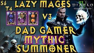 S6 T4 V3 Mythic LAZY MAGES Summoner Necromancer Build Diablo 4 VoH