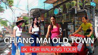 Chiang Mai Old Town Walk - 4K Daytime Walk Around The Sois, Local Markets and Restaurants.