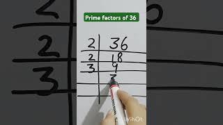 Prime factorization of 36| lcm of 36 ka lcm#lcm #lcmbhagvidhi#maths #lcmtricks #primefactorisation