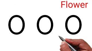 How to draw flower from number 0 | easy flower drawing easy | number drawing video