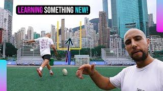 Rugby Player learns NFL Kick