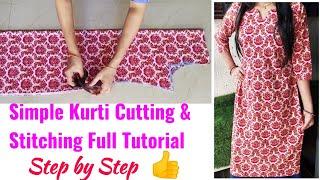 Kurti Cutting and Stitching Step by Step | Kurti/Suit/kameez Cutting and Stitching Full Tutorial