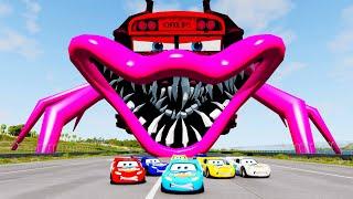 Crazy Escape of Lightning McQueen from the Giant Miss Fritter Head Eater | BeamNG.Drive