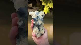 Grayish Blue Celestite Cluster on Calcite Matrix from Afghanistan #celestine #minerals #crystals