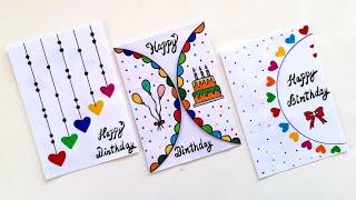 3 Easy & Beautiful white paper Handmade Happy Birthday Greeting  Card making 2023|DIY Birthday cards