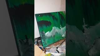 Northern lights,Aurora Borealis #oilpainting #shorts #shortvideo