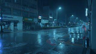 [4K] 아무도 없는 이 빗속을 걸어갈까요, 둘이서 말없이 갈까요. relaxing walk in the rain at lonely night. rain sounds ASMR.