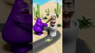 Grimace Shake VS Cars Crossing Bollard!! BeamNG.Drive #shorts