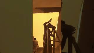 Stretch ceiling with backlit installation