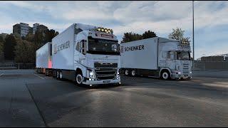 ETS2 1.45 Convoy Multiplayer with mods VOLVO FH 420/SCANIA 164L 480 (Kristiansand -Oslo )