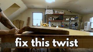 How to fix a badly twisted slab/board without losing much thickness