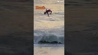 What was this Kid thinking?! Kai Thompson Shorebreak Sends!  #skimboarding #shorts #shorebreak