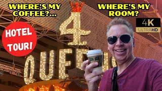 BRAND NEW! 4 QUEENS HOTEL TOUR DOWNTOWN LAS VEGAS | Where's My Coffee? Where's My Room?