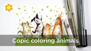 No-Line Copic coloring  animals (plus a MISTI trick)