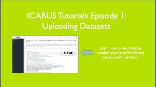 ICARUS Tutorials Episode 1: Uploading Datasets